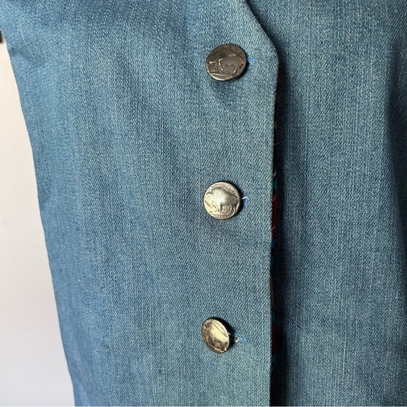 Vintage Handmade Western Aztec Print Denim Vest Sz M/L - Picture 3 of 9